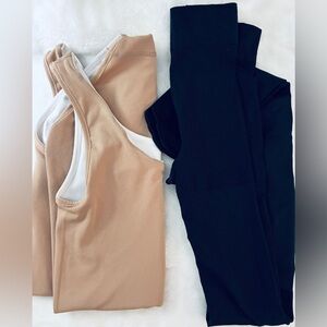 Source Unknown Tan Bodysuit with thick pantyhose